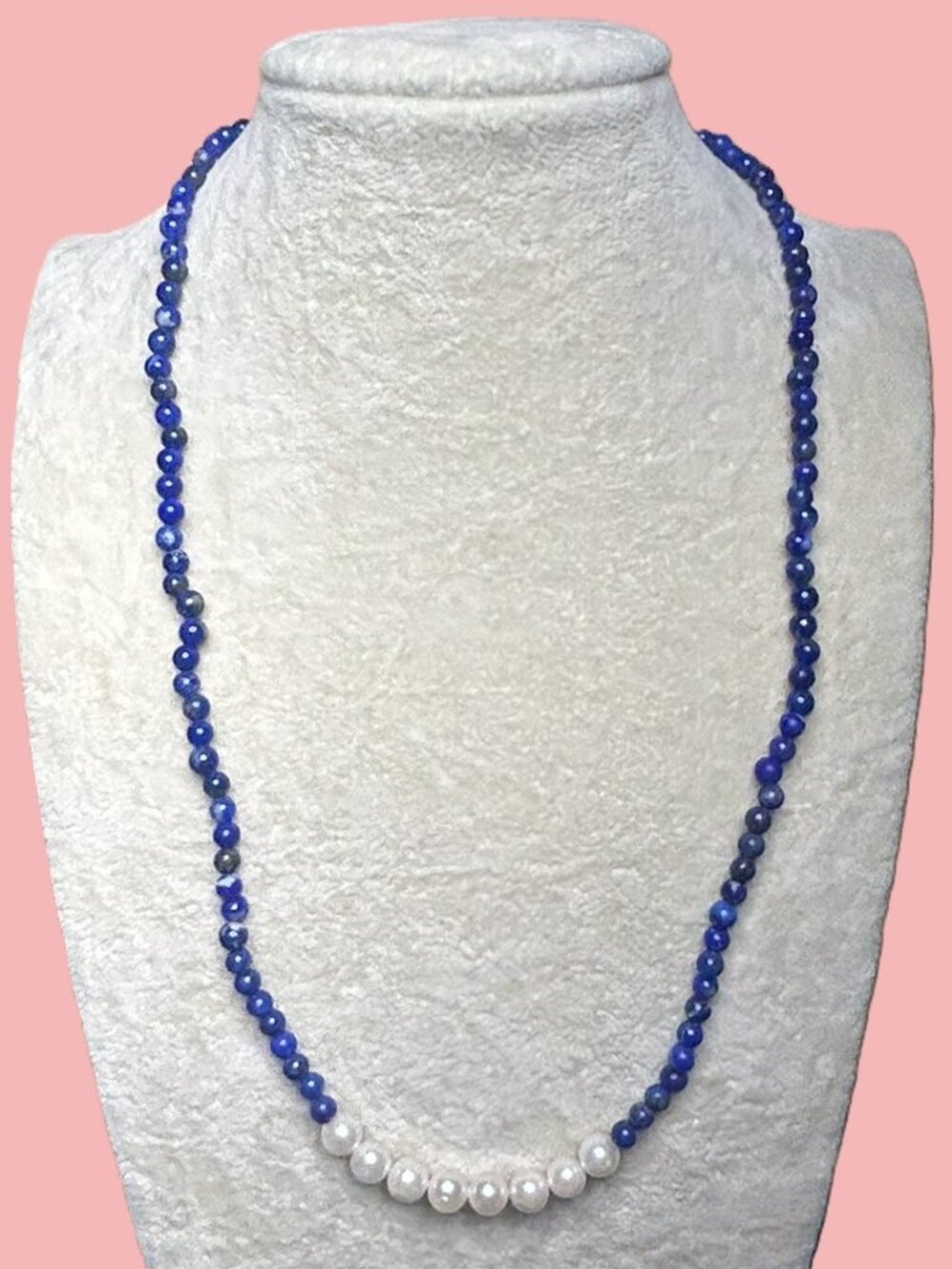 Lapis Lazuli Beads with Cultured Pearls Necklace